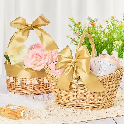1-1/2 Inches 50 Yards Champaign Gold Satin Ribbon, Solid Fabric Ribbon Roll for Flower Bouquets, Gift Wrapping, Wedding, Handmade Crafts