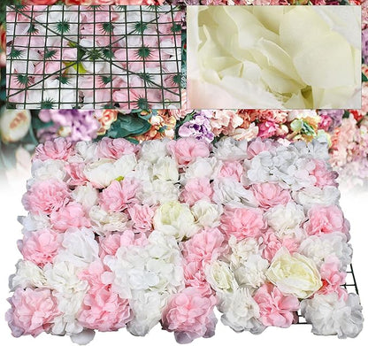Flower Wall Panel Floral Backdrop,6Pack Champagne Flower Wall Decor,Silk Rose Wall, Artificial Flower Backdrop Faux Flower Panel for Wedding