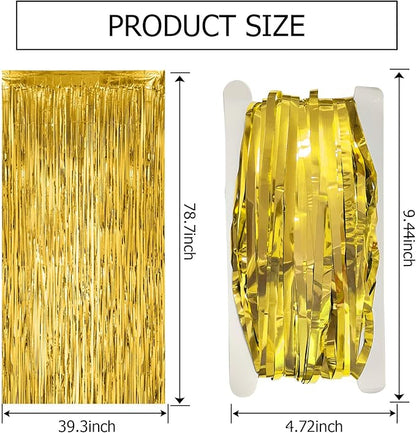 20 Pack Gold Fringe Curtain Backdrop Tinsel Streamers Birthday Party Decorations Christmas Photo Booth Backdrop Halloween New Year Graduation Baby Shower Theme Party Decorations