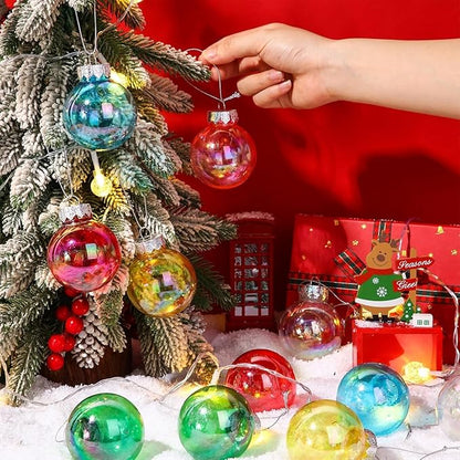 60MM Iridescent Plastic Ball - 12PCS Xmas Ornament Balls Set, Plastic Iridescent Decorative Hanging Ornaments for Xmas Tree Wedding Valentine's Day Party Decorations(Multicolored)