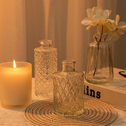 Glass Bud Vases Set of 10, Small Clear Vase in Bulk for Centerpieces, Mini Flower Vases for Rustic Wedding Vintage Home Table Decor