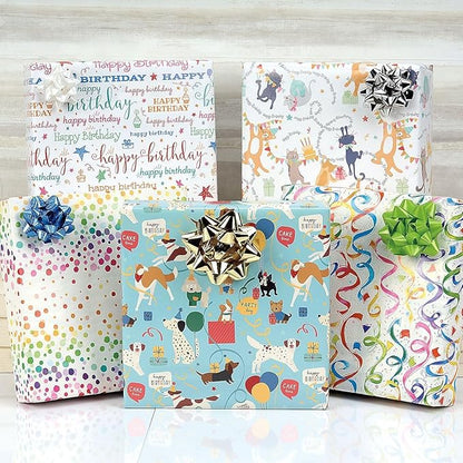 Current Happy Birthday Script Jumbo Rolled Gift Wrap - Premium Semi-Gloss 23-Inch x 32-Foot Wrapping Paper Roll, 61 Square Feet Total