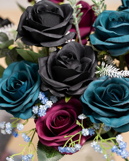 DuHouse 10 Pcs Artificial Silk Rose Flowers Long Stems Fake Flowers for Wedding Arrangement Centerpiece Home Kitchen Decor