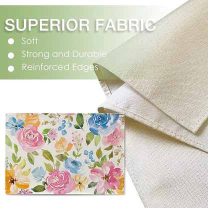 Seliem Spring Summer Floral Flower Placemats Set of 4, Watercolor Peony Leaves Dining Table Place Mats, Seasonal Kitchen Decor Home Decoration 12 x 18 Inch
