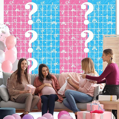 Gender Reveal Foil Fringe Curtains Backdrop Gender Reveal Decorations Party Supplies 2 Pack 3.28 x 6.56 Ft Boy or Girl Gender Reveal Streamer for Welcome Home Girl Boy Birthday Baby Shower Decoration