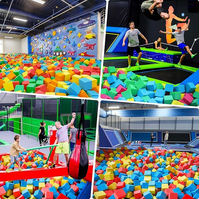 Foam Cubes 72 pcs, 5.9"x5.9"x5.9" Colorful Flame Retardant Foam Pit Blocks Premium Quality Foam Pit Cubes for Trampoline Arenas, Gymnastics, Parkour Courses, Skateboard Parks, Playground(5 Colors)