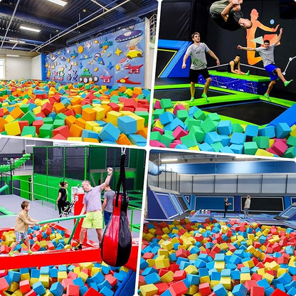 Foam Cubes 72 pcs, 5.9"x5.9"x5.9" Colorful Flame Retardant Foam Pit Blocks Premium Quality Foam Pit Cubes for Trampoline Arenas, Gymnastics, Parkour Courses, Skateboard Parks, Playground(5 Colors)