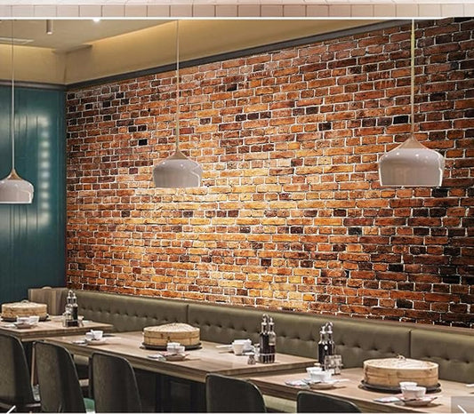 Eierme-Close-up of a Brick Wall Background with Strong Texture Peel and Stick 160" x 114"