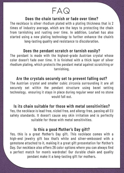 Leafael Necklaces for Women, Infinity Love Birthstone Heart Crystal Pendant, Birthday Jewelry Gifts for Her, Mom, and Wife, Silver Plated, 18 plus 2 inch Adjustable Chain