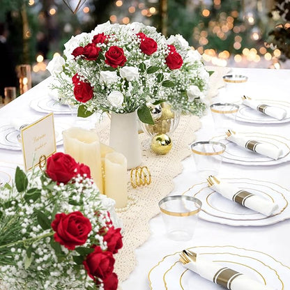 40Pcs Babys Breath Artificial Flowers, White Gypsophila Real Touch White Flowers Artificial Bulk, DIY Wedding Flower Bouquet, Fake Babies Breath Flowers Long Stems for Home Decor
