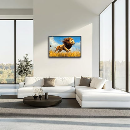 Lion Large Decor Wall Art Framed Pictures for Living Room, Animal Oversized Canvas Print Painting Modern Extra Large Framed Artwork for Bedroom Office Home Decor 36"x24"