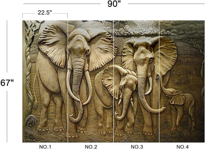 Cliouar-Elephant Art,Harmonious Family,Mural Wallpaper Peel and Stick 90" x 67"