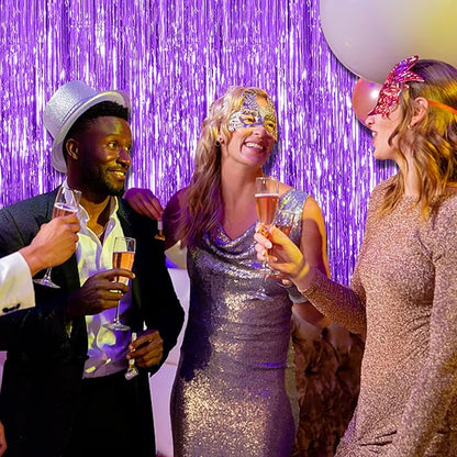 10 Pack Purple Backdrop Tinsel Streamers Foil Fringe Backdrop Halloween Party Decorations Purple Backdrop Curtain Birthday Graduation Bachelorette Christmas New Year Party Decorations