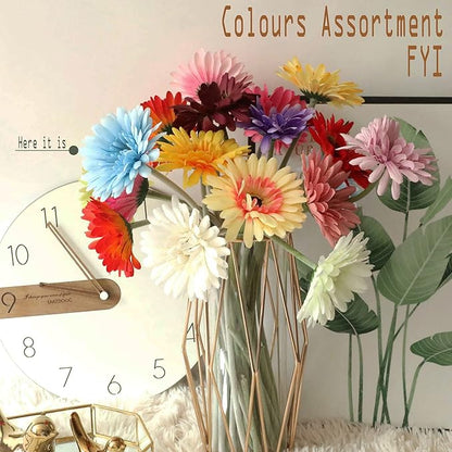 12pcs Artificial Gerbera Daisies,22 Inch Long Stem Silk Daisy Flowers,Realistic Artificial Flower Mums for Home Décor Centerpiece Wreath Supplies Wedding Bouquet,Blue