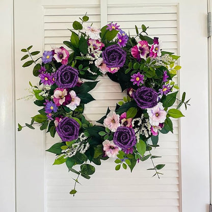 Purple Glitter Roses 30pcs Purple Foam Roses with Glitter 2.56" Fake Glitter Flowers Rose Decoration for Baby Shower Flower Centerpieces for Table