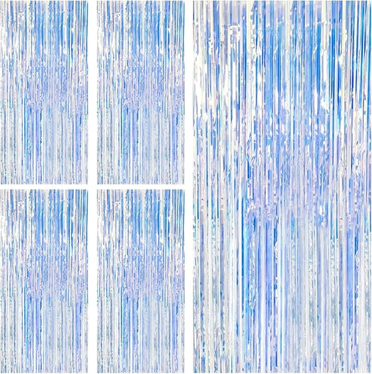 5 Pack Iridescent Party Backdrop Decorations Tinsel Curtain Birthday Decorations Foil Fringe Photo Booth Streamer Backdrop Iridescent Theme Christmas Bachelorette Graduation Party Decorations