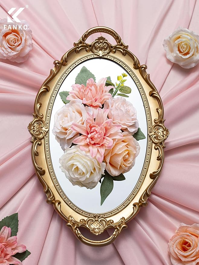 FANKO Artificial Flowers Fake Rose Combo, 5 Mixed Silk Flowers Bouquet Yellow Champagne Rose Cream Roses, Pink Dahlia for DIY Wedding Bridal Bouquets/Centerpieces/Home Decorations