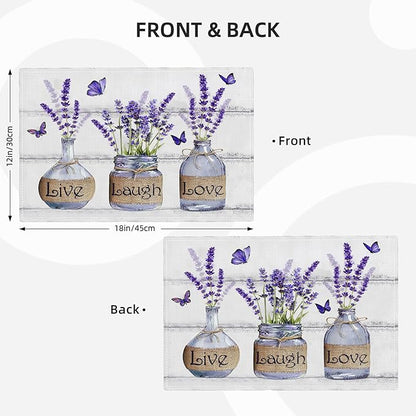 Lavender Flower Placemats Set of 6 Farmhouse Purple Floral Table Mats Washable Place mats for Home Party Indoor Kitchen Dining Table Decoration 12x18 Inch