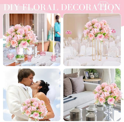 ASTRYAS Pink Peonies Artificial Flowers, 12Pcs Fake Peonies Silk Hydrangea Bouquet for Decoration Faux Peonies Bulk for Florals Arrangements Wedding Party Table Shower (12, Light Pink)