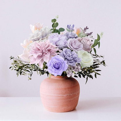Artificial Flowers Combo Box, Fake Silk Foam Flower Mix with Wire Stem, DIY Wedding Bridal Bouquet Shower Party Home Décor (30-40 Pieces) (Purple)