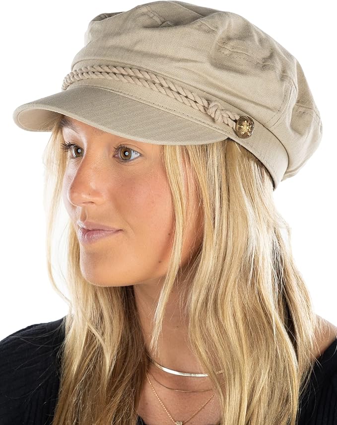 Funky Junque Newsboy Hat for Women – Trendy Greek Fisherman Cap, Classic Women's Baker Boy Newsies Hat, Ladies Fashion Caps