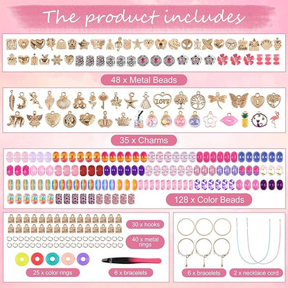 Uniartfy Charm Bracelet Making Kit, 305 Pieces Jewelry Making Kit Supplies for Girls 8-12, Birthday Gifts, DIY Arts Crafts for Teens Women Kids Ages 5 6 7 8 9 10 11 12 Years Old with Organizer Box