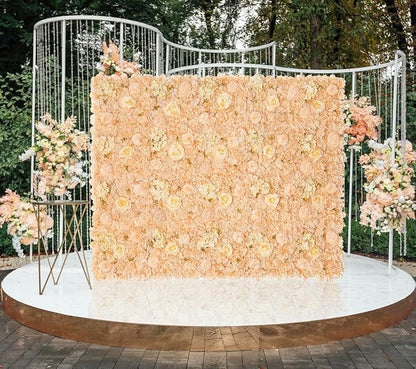 Artificial Rose Flower Wall Backdrop for Bridal Shower - 5ftx3.74ft Champagne Wedding Fake Floral Wall Background - Birthday Party Decorations