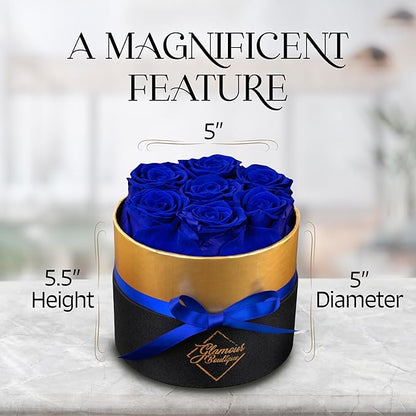 GLAMOUR BOUTIQUE Eternal Preserved Roses in a Box - Flowers Forever, Rose Forever in a Box for Wife, Birthday Gifts for Her, 7 Roses, Blue