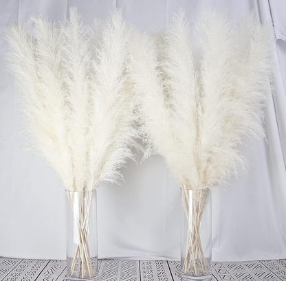10 Stems 40-inch White Pampas Grass Decor Tall, Large Pampas Grass, Boho Neutral Home Decor Bouquet. Fluffy Pampas Grass for Floor Vases, Wedding Floral Arrangements, Wall Decor, Farmhouse Table Decor