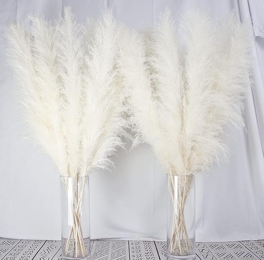 10 Stems 40-inch White Pampas Grass Decor Tall, Large Pampas Grass, Boho Neutral Home Decor Bouquet. Fluffy Pampas Grass for Floor Vases, Wedding Floral Arrangements, Wall Decor, Farmhouse Table Decor