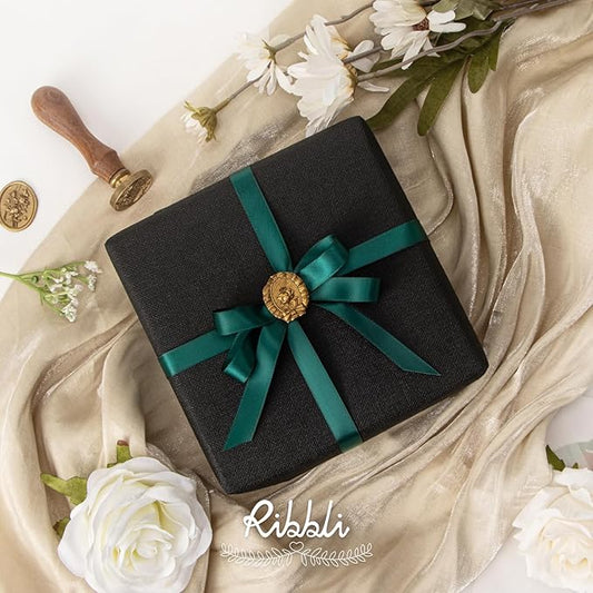 Ribbli Hunter Green Satin Ribbon Double Faced Satin 1/2 inch x Continuous 50 Yards-Dark Green Ribbon for Gift Wrapping Crafts Wedding Decoration Bows Bouquet Floral Arrangement