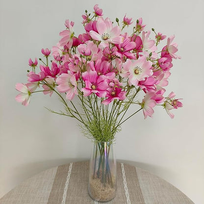 ATFL Artificial Pink Daisy Flowers,8 Bundles 21.65'' Faux Fake Silk Daisy Flowers Arrangements for Home Garden Vase Décor (8, Gradient Pink)