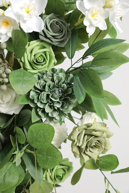 Green Artificial Flowers Combo Set Fake Flower Leaf Box with Stemst for DIY Wedding Bridal Bouquet, Centerpieces, Home Decor, Floral Arrangement Decor