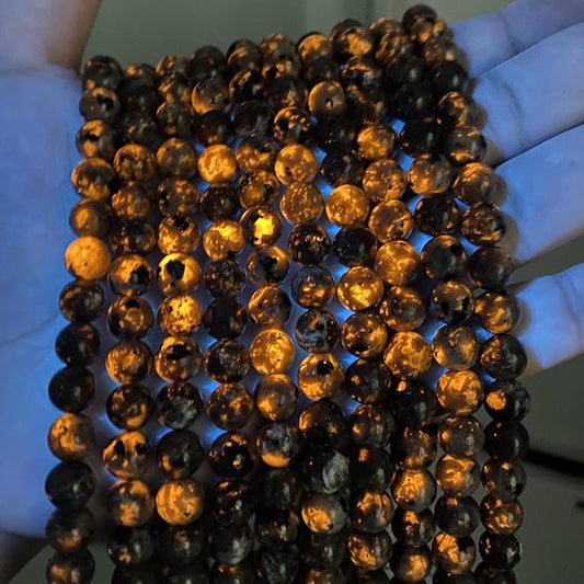 4MM 80PCS Flame Yooperlite Stone Beads Loose Beads for Jewelry Making DIY Bracelets Show Flame Color Under The Irradiation of UV Lamps