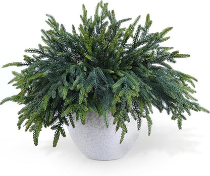12 Pcs Pine Branches - Real Touch Artificial Pine Stems - Christmas Greenery Picks for DIY Wreaths Garlands Vase Arrangements, Indoor Outdoor Christmas Decor