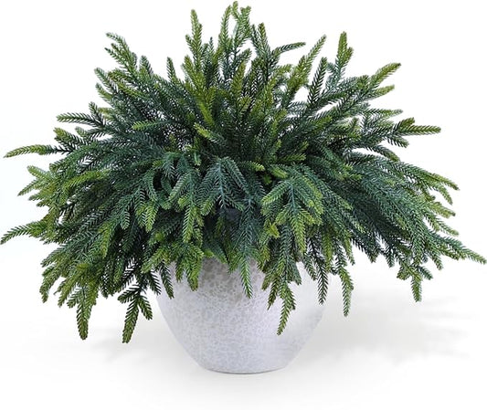 50 Pcs Pine Branches - Real Touch Artificial Pine Stems - Christmas Greenery Picks for DIY Wreaths Garlands Vase Arrangements, Indoor Outdoor Christmas Decor