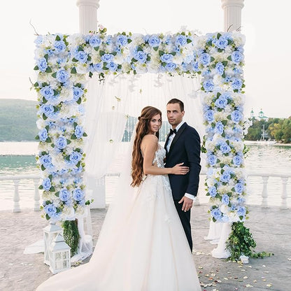 Flower Centerpieces for Tables - 6 Pack Wedding Arch Artificial Flowers Blue Arrangements Center Piece for Reception, Living Room, Kitchen, Dining Table Runner Decorations(20.5 * 9.4''/52 * 24cm)