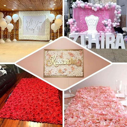 Efavormart 4 Pack 11 Sq ft. UV Protected Cream 3D Silk Rose & Hydrangea Flower Panel Wall Mat for DIY Party Centerpieces Decor