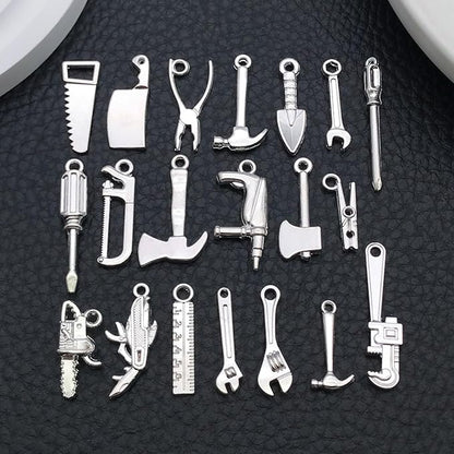 WOCRAFT 60pcs Bright Silver Tools Charms Bracelet Charms for Jewelry Making Sets DIY Necklace Bracelet Keychain Crafting Charms Kit Craft Supplies (SN903)