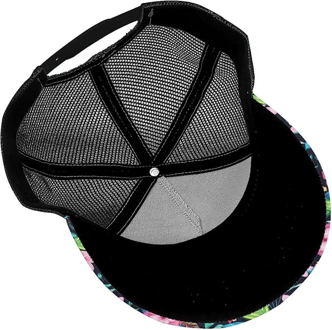 Tropical Pink Flowers Hats Women Men Hawaii Trucker Hat Adjustable Snapback Mesh Baseball Cap Hat