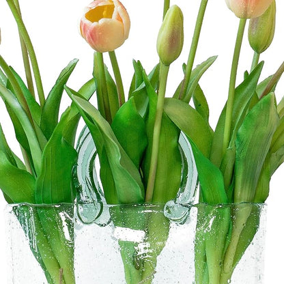 15pcs Artificial Tulips Flowers, Real Touch Latex Bouquet, Fake Tulips for Office Wedding Party Home Kitchen Garden Decoration-B Pink Champagne