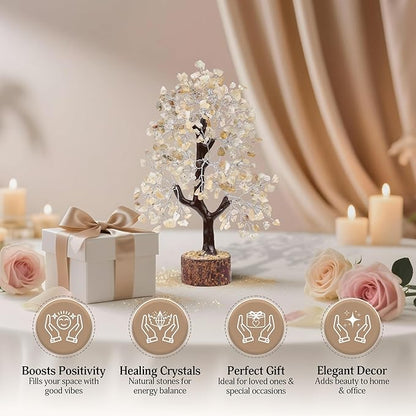 FASHIONZAADI Citrine Crystal, Reiki Tree, Artificial Tree, Citrine Stone, Spiritual Decor, Living Room Decor, Money Tree, Meditation Gifts, Citrine Crystal