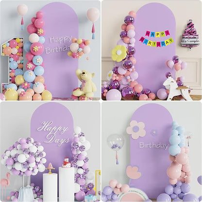 Wokceer 6FT Wedding Arch Cover Spandex Fitted Wedding Arch Stand Covers Round Top Chiara Arch Backdrop Cover for Birthday Party Ceremony Banquet Decoration Lavender, COVER 1.8M- LAVENDER-A