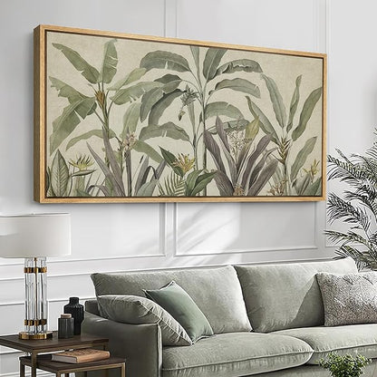 SIGNFORD Extra Large Framed Canvas Print Wall Art Tropical Corn Plant Botanical Illustrations Modern Art Calm Warm for Living Room, Bedroom, Office - 60"x30"