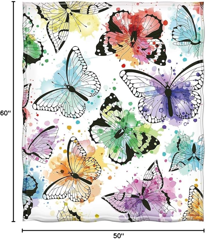 Jekeno Butterfly Throw Blanket Gifts for Women Girls, Christmas Birthday Valentines Butterfly Gifts for Butterflies Lovers Adult Kids, Colorful Blanket Decor for Home Bed Couch