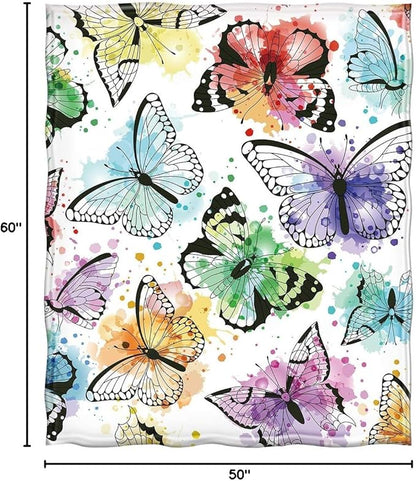 Jekeno Butterfly Throw Blanket Gifts for Women Girls, Christmas Birthday Valentines Butterfly Gifts for Butterflies Lovers Adult Kids, Colorful Blanket Decor for Home Bed Couch