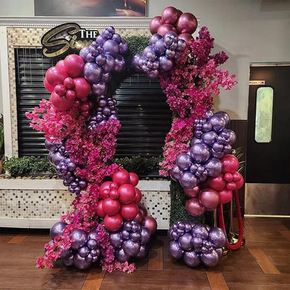 Togvu Chrome Hot Pink Balloons Different Sizes, 123 Packs Metallic Fuschia Pink Balloons, Pack of 18 12 10 5 Inch Shiny Fuchsia Balloon Garland Arch Kit for Girls Women Birthday Wedding Decoration