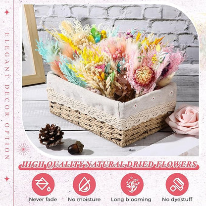 Layhit 12 Pack Boho Dried Flower Bouquet Mini Wedding Handmade Dry Flowers Decor for Vase Crafts DIY Photo Boutonniere for Men Floral Plant for Bridesmaid Gift Birthday Decor(Lively)