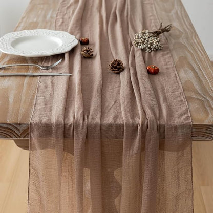 Cheesecloth Table Runner Nude Gauze Rustic Boho Coffee Cheese Cloth 120 Inch 10 FT for Wedding Baby Shower Bridal Shower Birthday Party Long Sheer Farmhouse Home Decorations