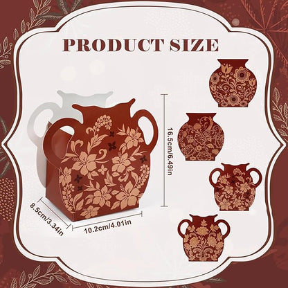 12 Pcs Platos De Barro Mexicanos Cielito Lindo Paper Flower Vase Centerpiece Party Decor Mexican Gift Boxes Terracotta Clay Pottery Cinco De Mayo Table Decoration(Brown)